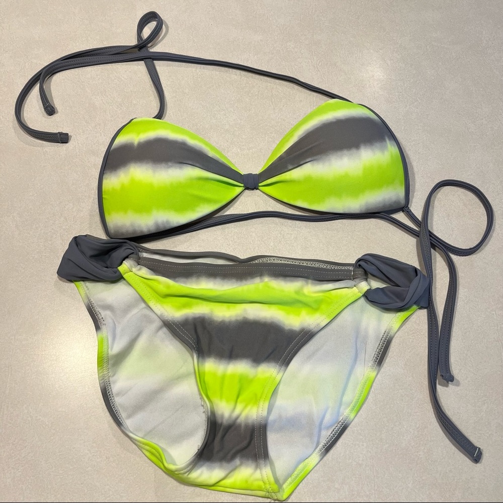 Arizona Jean Co. Bright Tie Dye Swim Tie Bikini Top & Bottom Medium